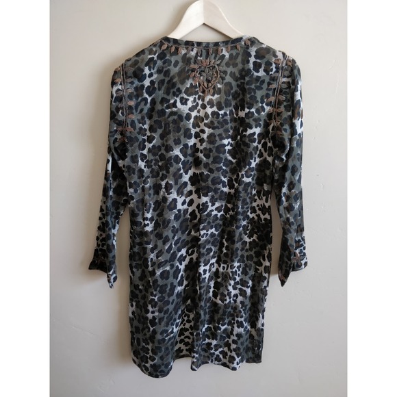 Raj Brown Animal Print Embroidered Boho Dress S - Picture 3 of 9